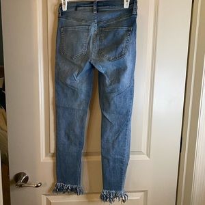 Cropped frill bottom free people jeans